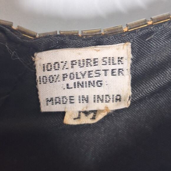 Vintage 80's La Scala Beaded Sequined Evening Dress Silk Party M Striped Glam - Picture 7 of 16